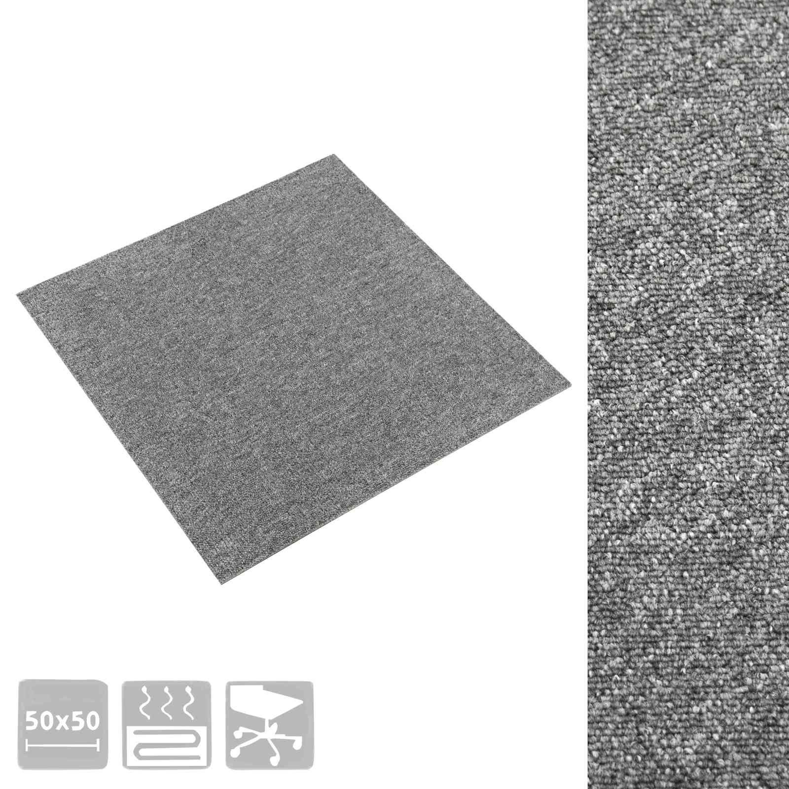 Tepih 20 pcs Sivi 50 x 50 cm 100% Polipropilen