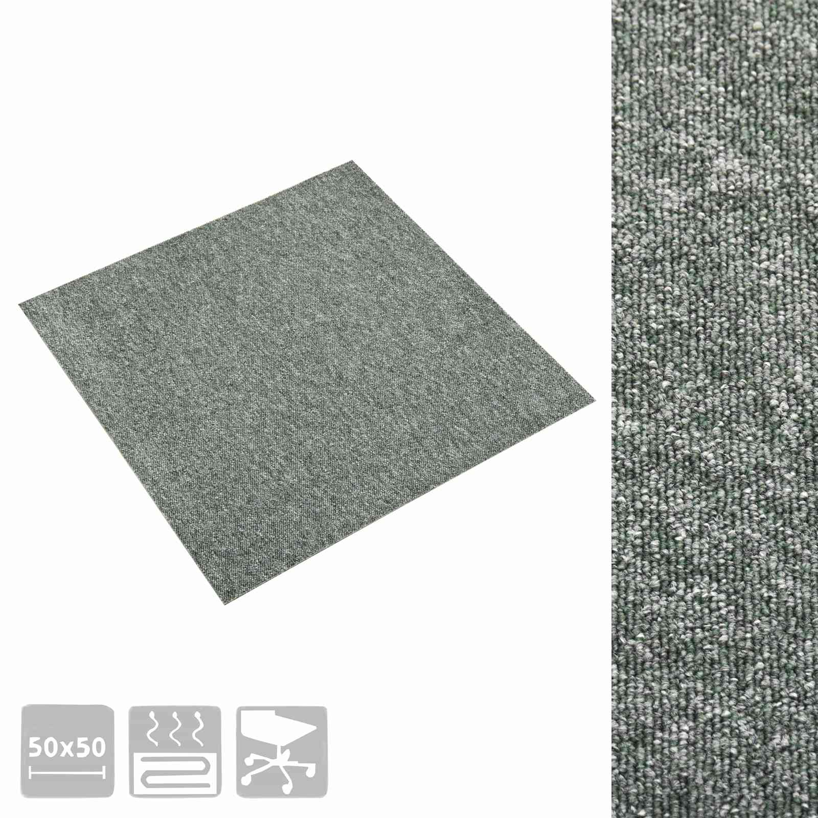 Tepih 20 pcs Zelena 50 x 50 cm 100% Polipropilen