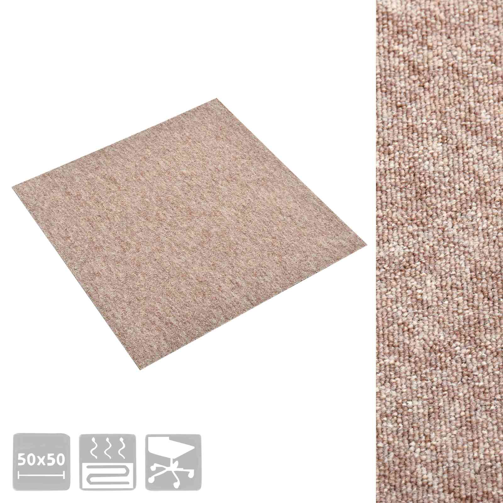 Tepih 20 pcs Bež 50 x 50 cm 100% Polipropilen