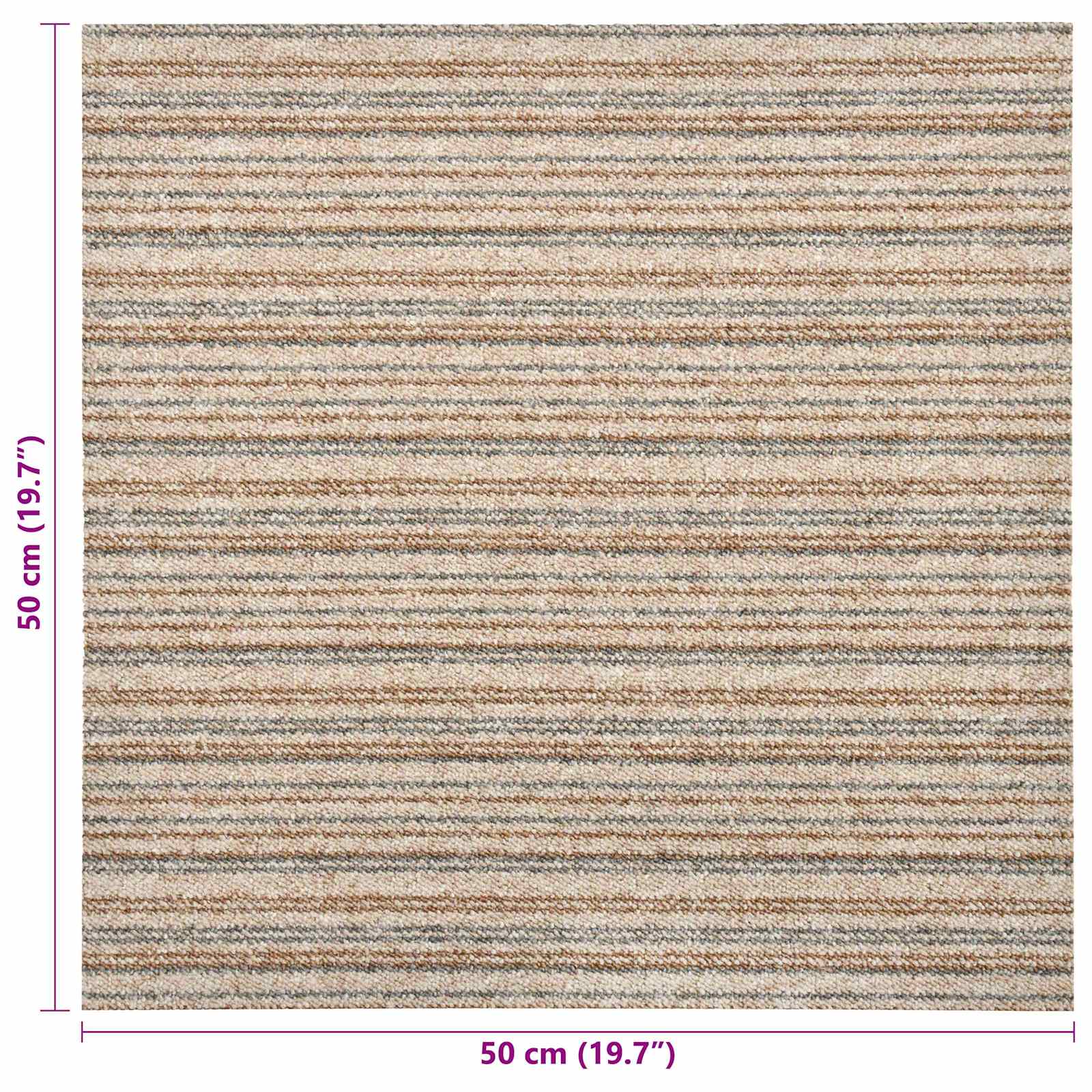 Tepih 20 pcs Prugasta bež 50 x 50 cm 100% Polipropilen
