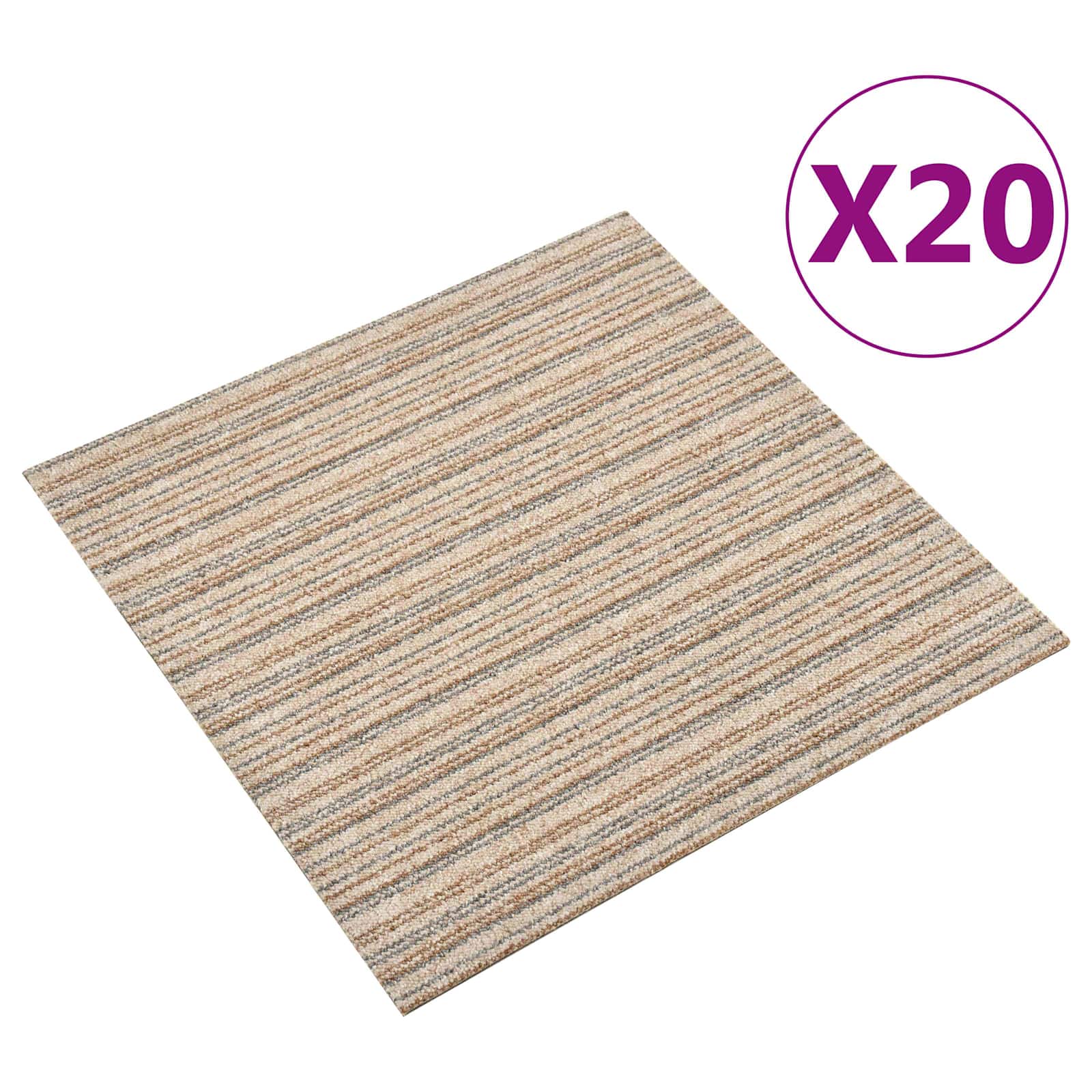 Tepih 20 pcs Prugasta bež 50 x 50 cm 100% Polipropilen