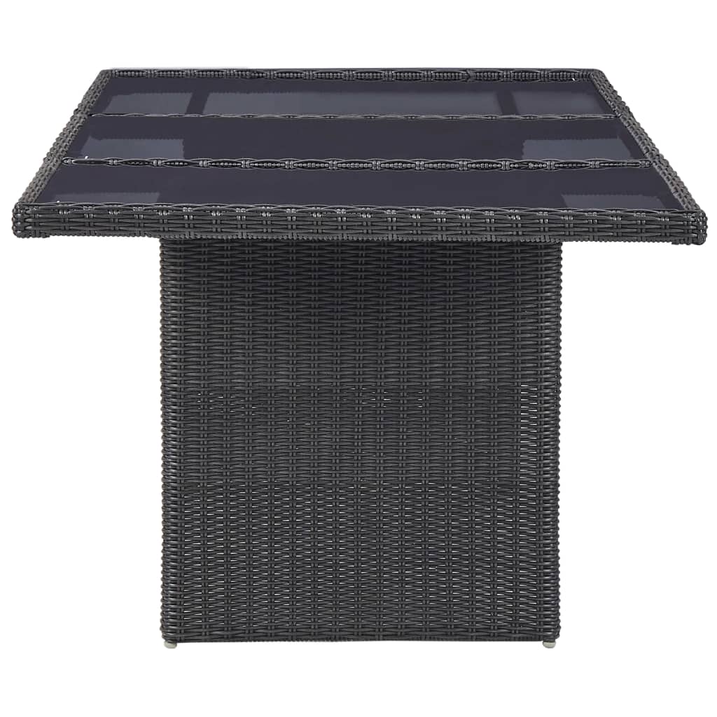 Vrtni blagovaonski stol crni 200x100x74 cm staklo i poliratan