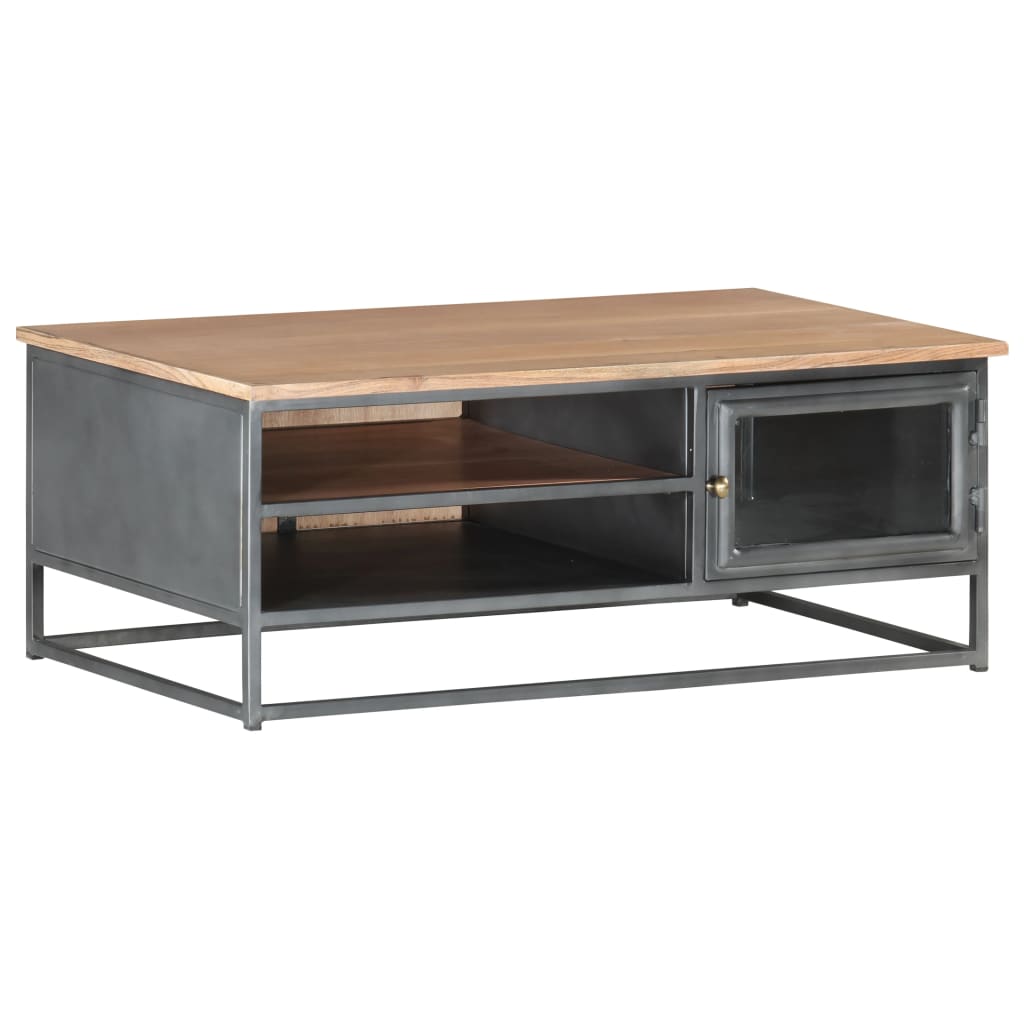Stolić za kavu sivi 90 x 50 x 35 cm od masivnog bagremovog drva