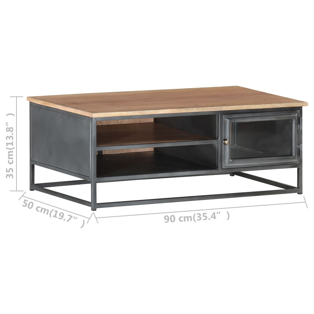 Stolić za kavu sivi 90 x 50 x 35 cm od masivnog bagremovog drva