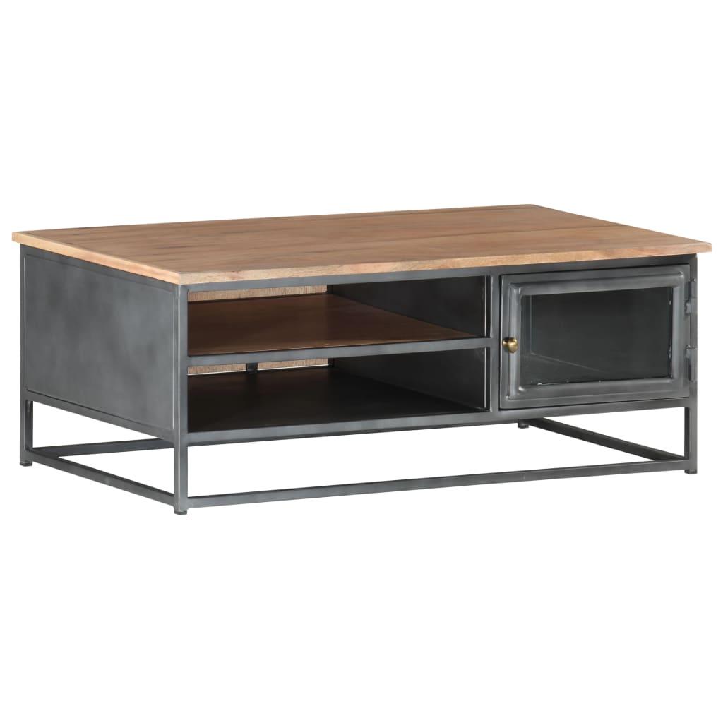 Stolić za kavu sivi 90 x 50 x 35 cm od masivnog bagremovog drva
