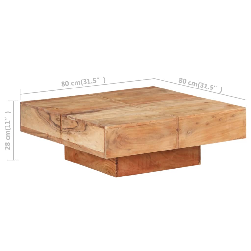 Stolić za kavu 80 x 80 x 28 cm od masivnog bagremovog drva