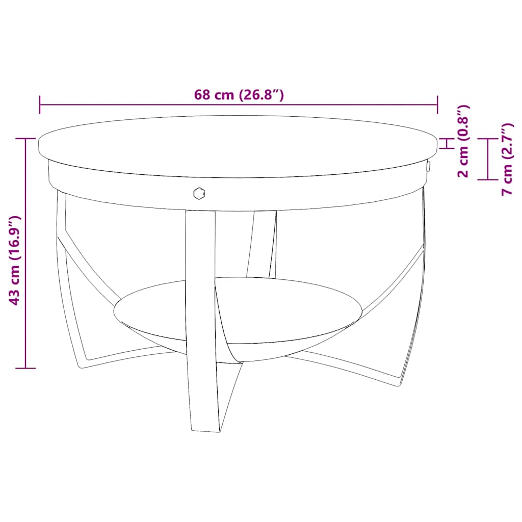 Stolić za kavu Ø 68 x 43 cm od masivnog obnovljenog drva