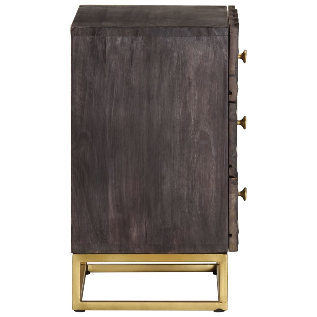 Noćni ormarić crni 40 x 30 x 50 cm od masivnog drva manga