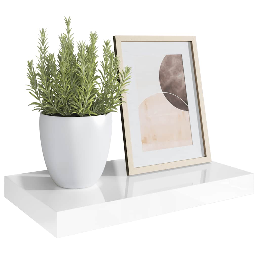 Plutajuća zidna polica visoki sjaj bijela 40 x 23 x 3,8 cm MDF