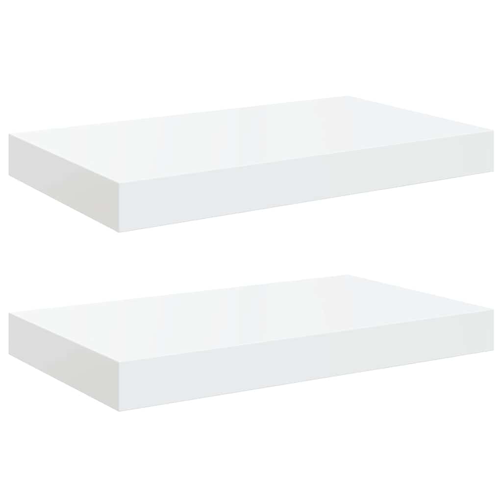 Plutajuće zidne police 2 kom sjajne bijele 40 x 23 x 3,8 cm MDF
