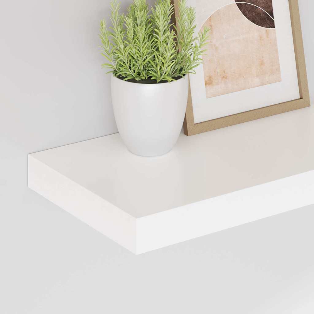 Plutajuće zidne police 2 kom sjajne bijele 40 x 23 x 3,8 cm MDF