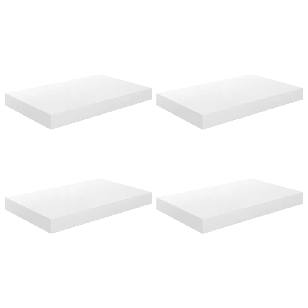 Plutajuće zidne police 4 kom sjajne bijele 40 x 23 x 3,8 cm MDF