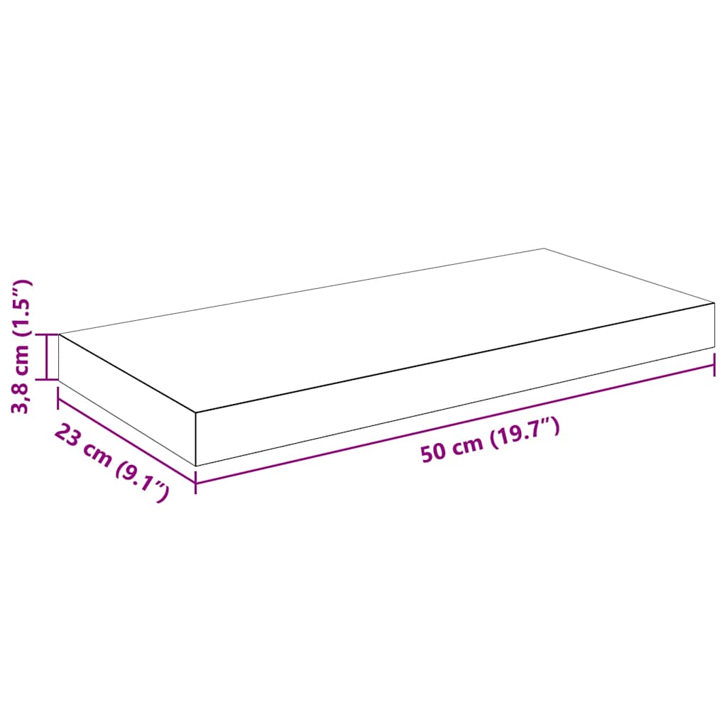 Plutajuća zidna polica visoki sjaj bijela 50 x 23 x 3,8 cm MDF