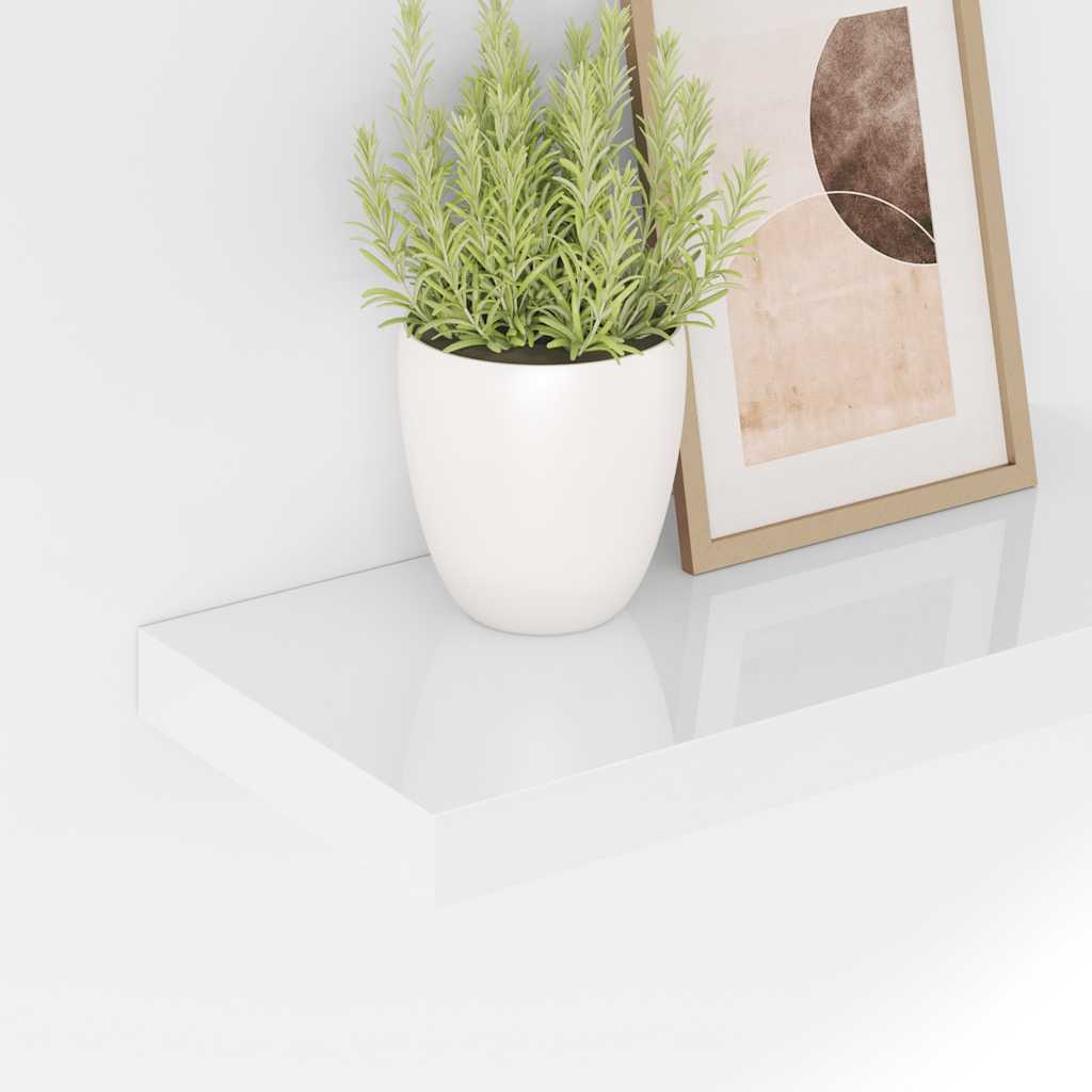 Plutajuća zidna polica visoki sjaj bijela 50 x 23 x 3,8 cm MDF