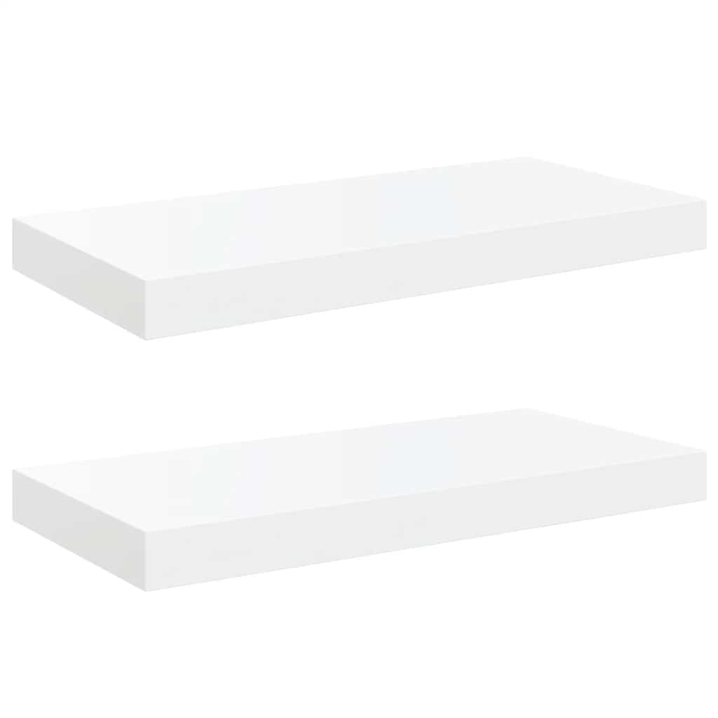 Plutajuće zidne police 2 kom sjajne bijele 50 x 23 x 3,8 cm MDF