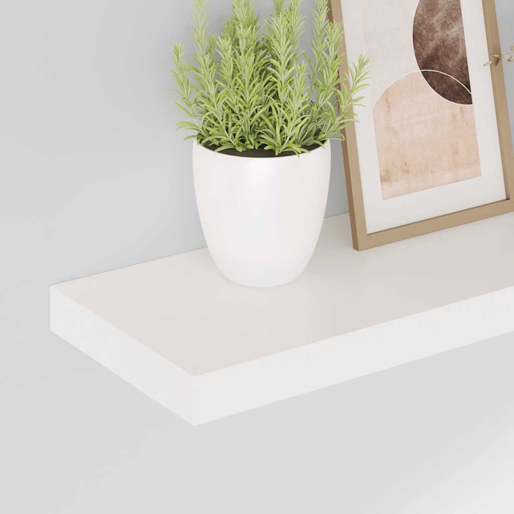 Plutajuće zidne police 2 kom sjajne bijele 50 x 23 x 3,8 cm MDF