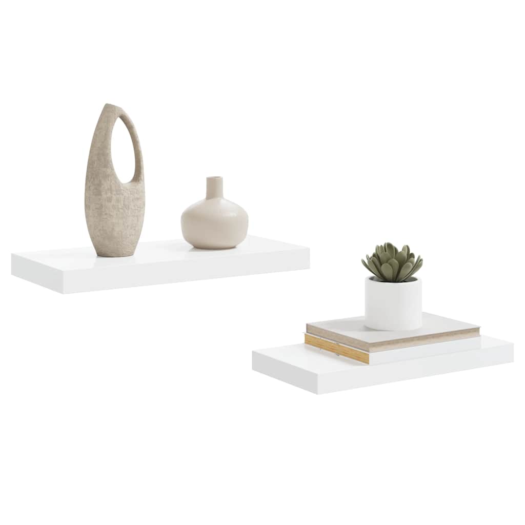 Plutajuće zidne police 2 kom sjajne bijele 50 x 23 x 3,8 cm MDF