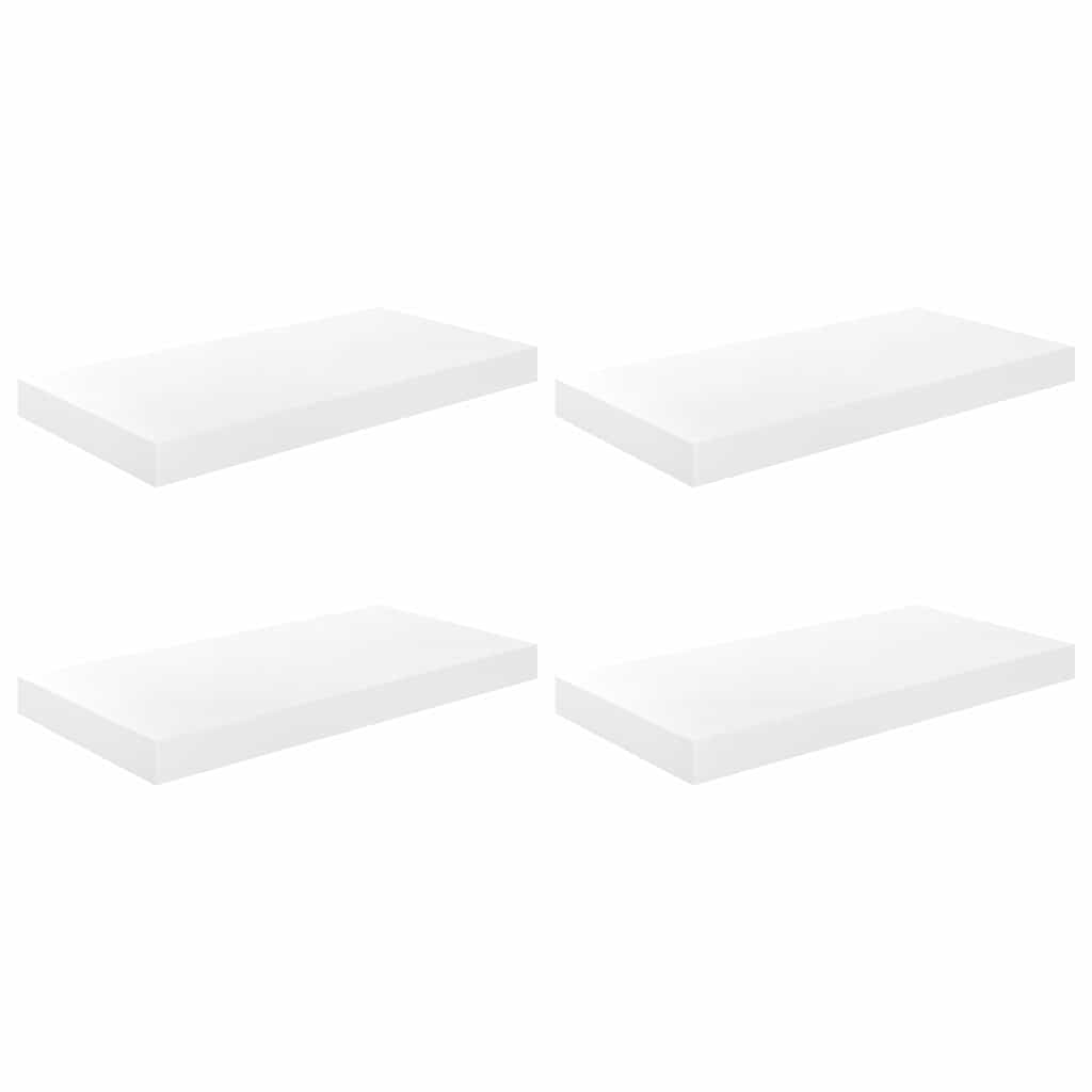 Plutajuće zidne police 4 kom sjajne bijele 50 x 23 x 3,8 cm MDF