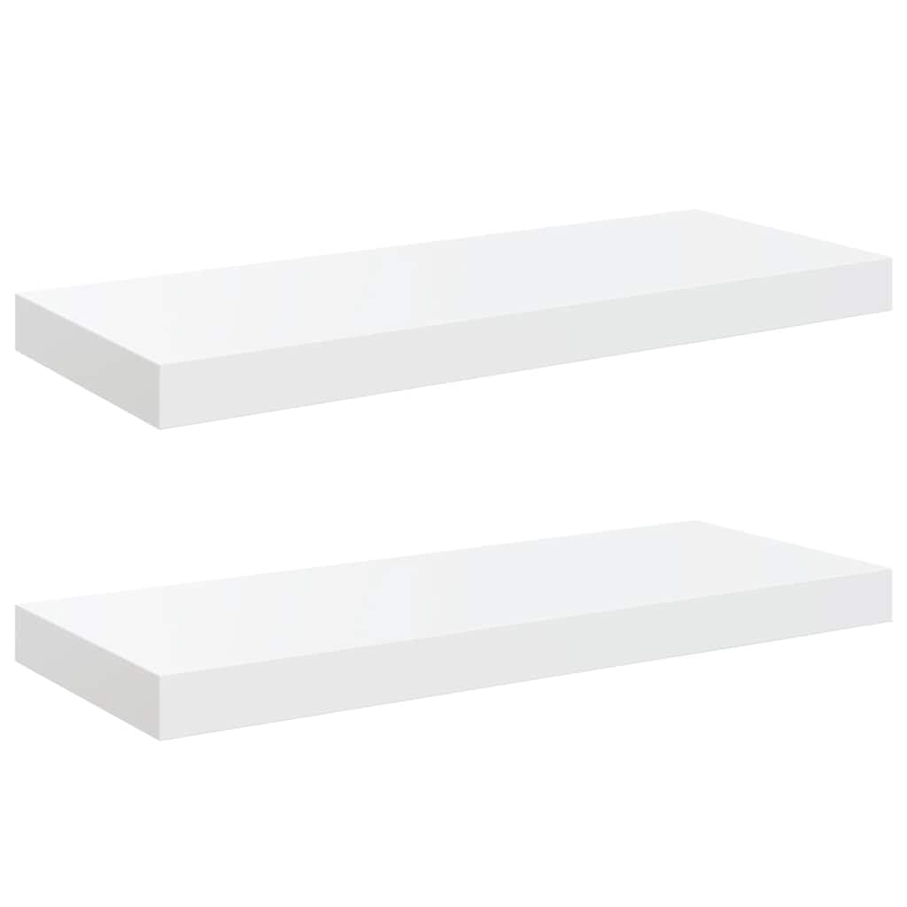 Plutajuće zidne police 2 kom sjajne bijele 60x23,5x3,8 cm MDF