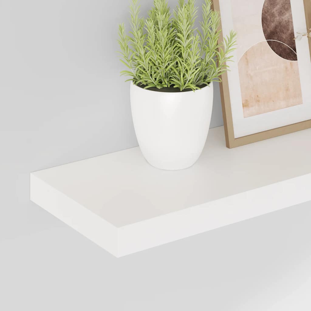 Plutajuće zidne police 2 kom sjajne bijele 60x23,5x3,8 cm MDF