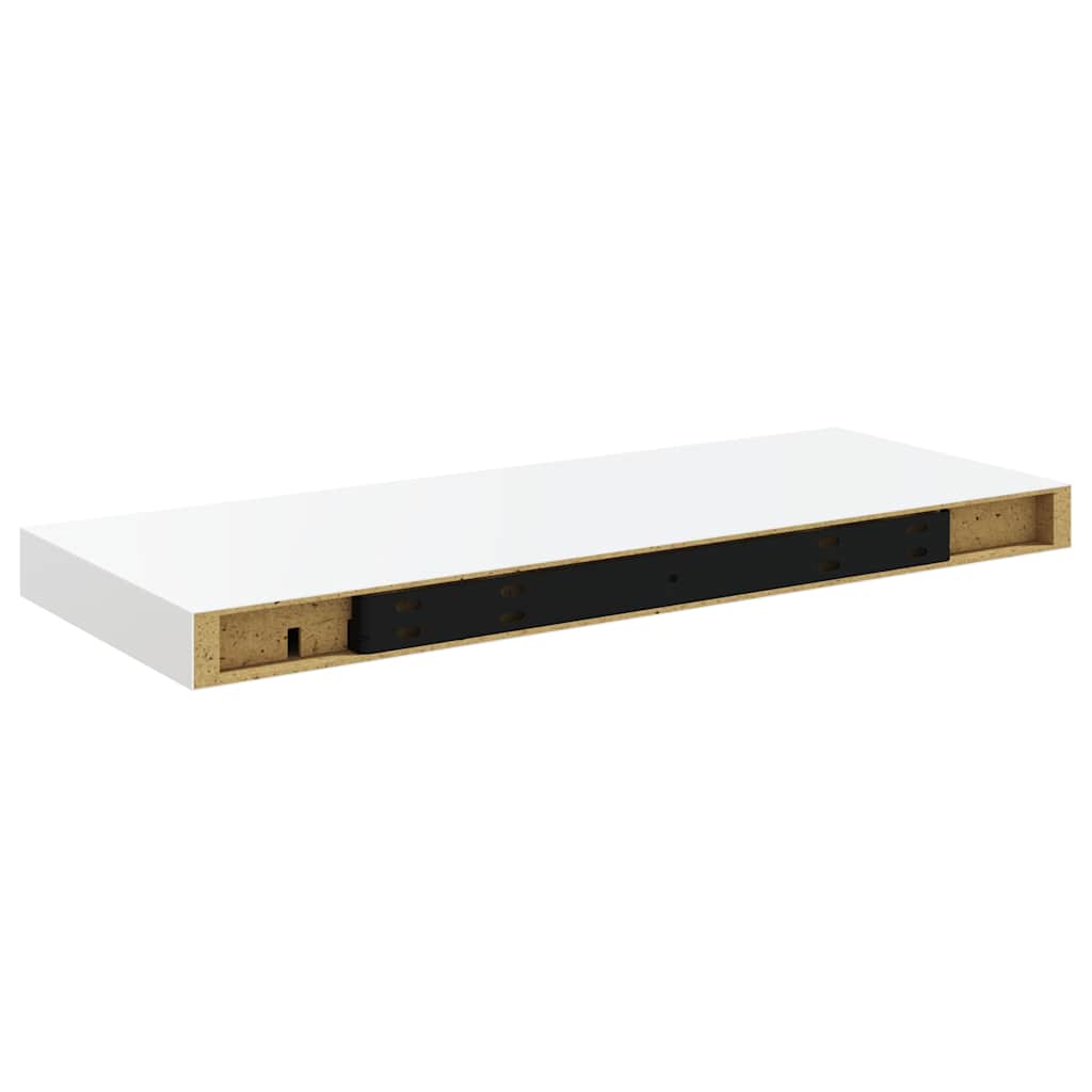 Plutajuće zidne police 2 kom sjajne bijele 60x23,5x3,8 cm MDF