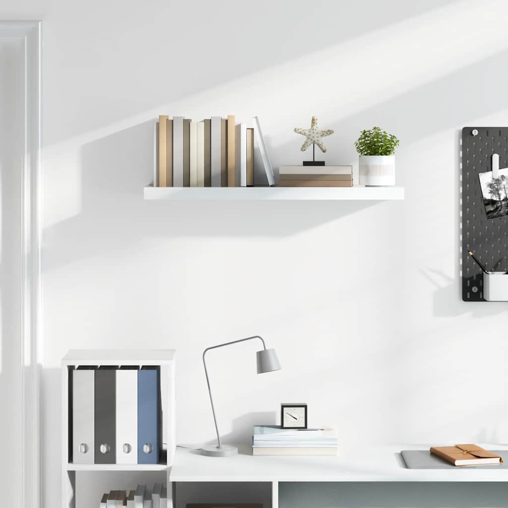 Plutajuća zidna polica visoki sjaj bijela 90x23,5x3,8 cm MDF