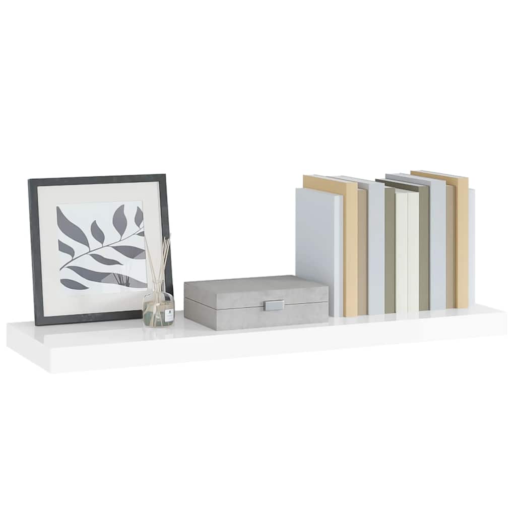 Plutajuća zidna polica visoki sjaj bijela 90x23,5x3,8 cm MDF