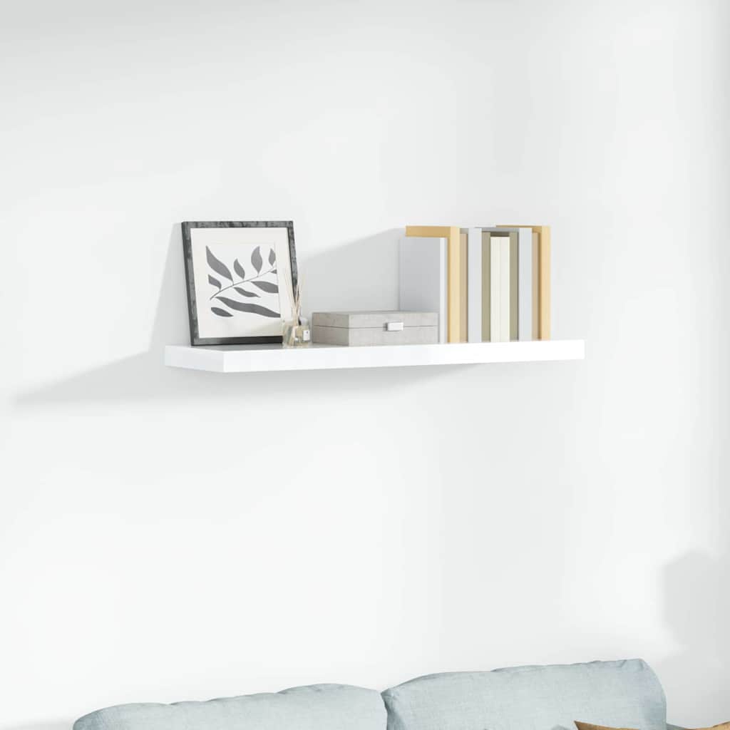 Plutajuća zidna polica visoki sjaj bijela 90x23,5x3,8 cm MDF