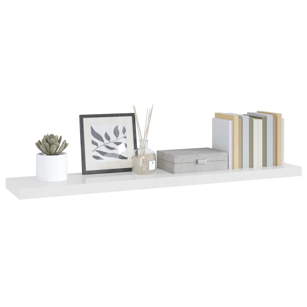 Plutajuća zidna polica visoki sjaj bijela 120x23,5x3,8 cm MDF