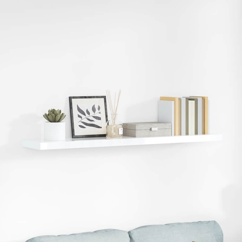 Plutajuća zidna polica visoki sjaj bijela 120x23,5x3,8 cm MDF