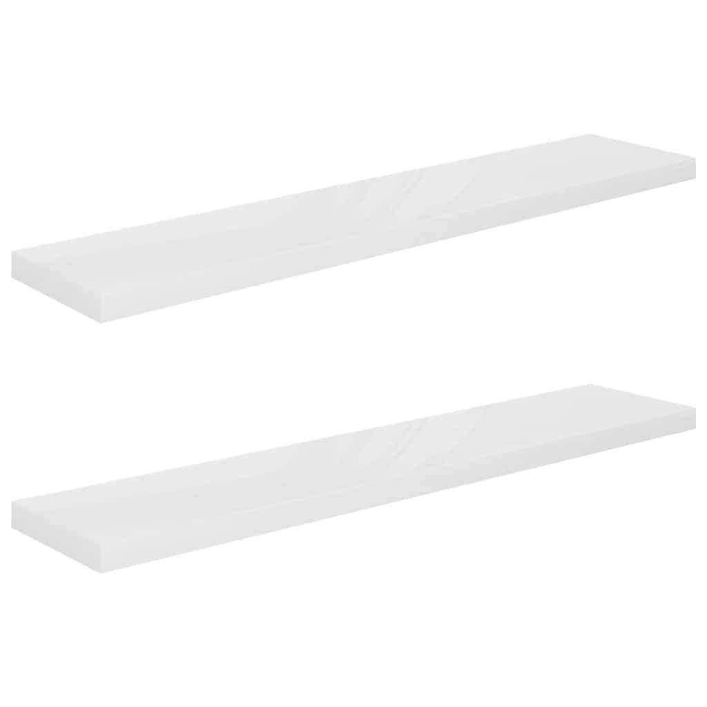Plutajuće zidne police 2 kom sjajne bijele 120x23,5x3,8 cm MDF