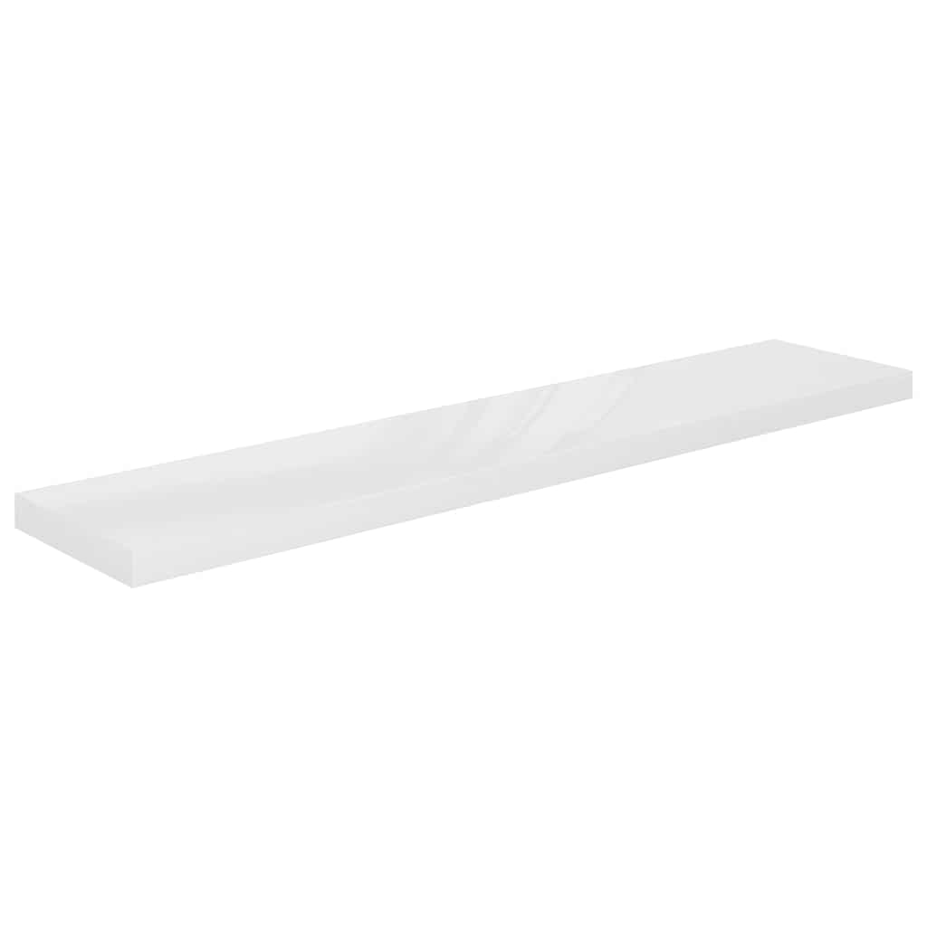 Plutajuće zidne police 2 kom sjajne bijele 120x23,5x3,8 cm MDF