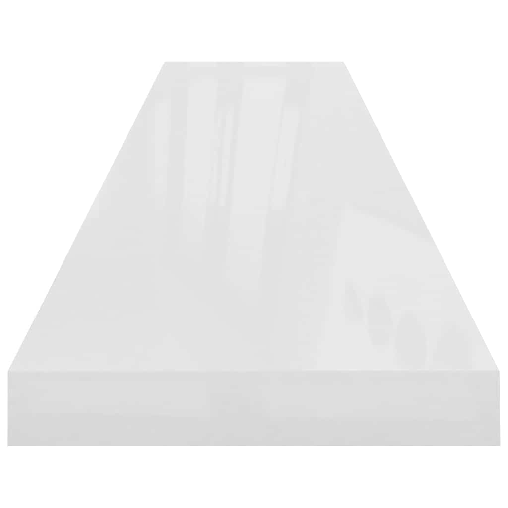 Plutajuće zidne police 2 kom sjajne bijele 120x23,5x3,8 cm MDF