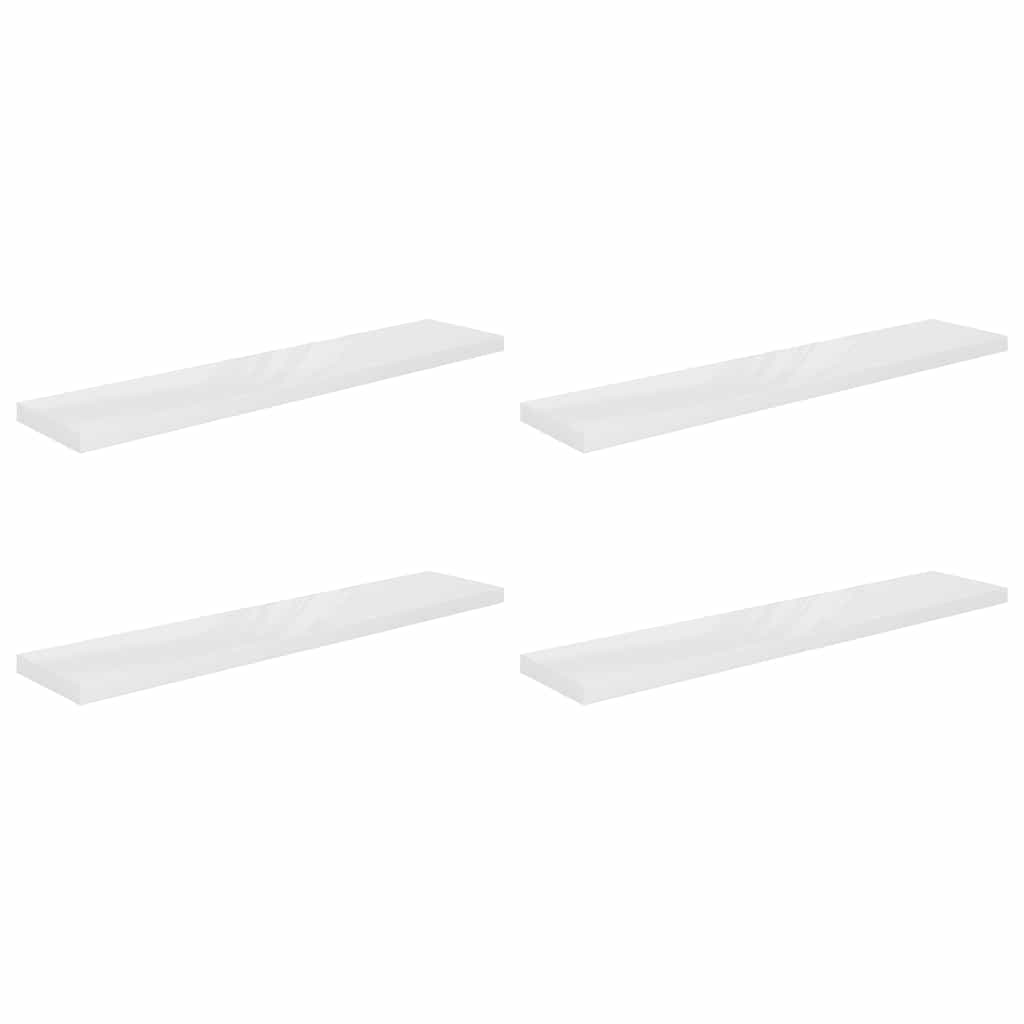 Plutajuće zidne police 4 kom sjajne bijele 120x23,5x3,8 cm MDF