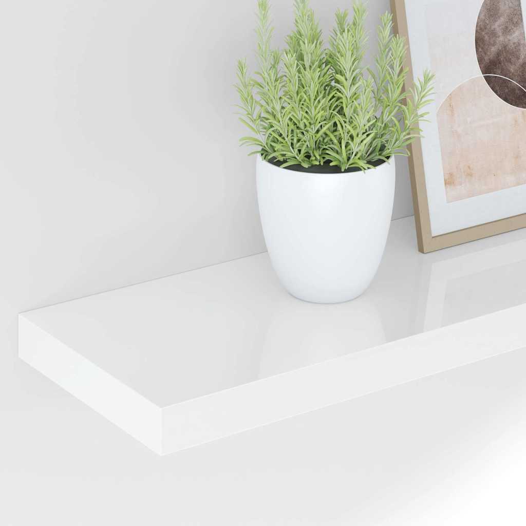 Plutajuće zidne police 4 kom sjajne bijele 120x23,5x3,8 cm MDF