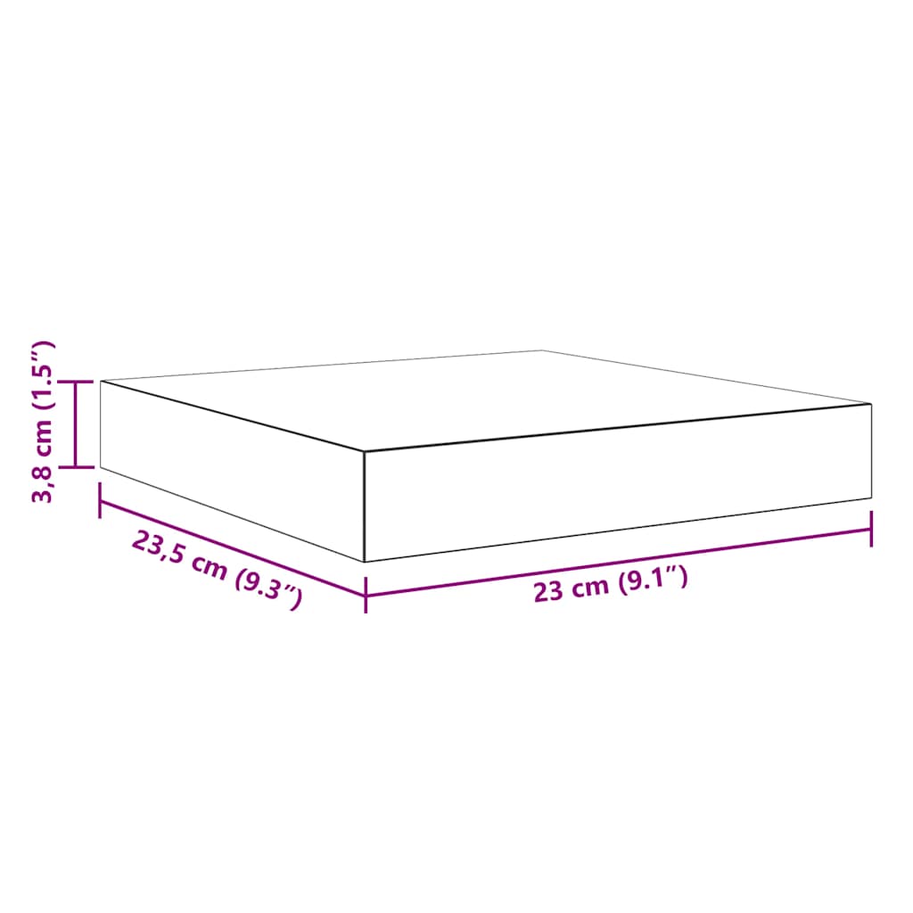 Plutajuća zidna polica visoki sjaj crna 23 x 23,5 x 3,8 cm MDF