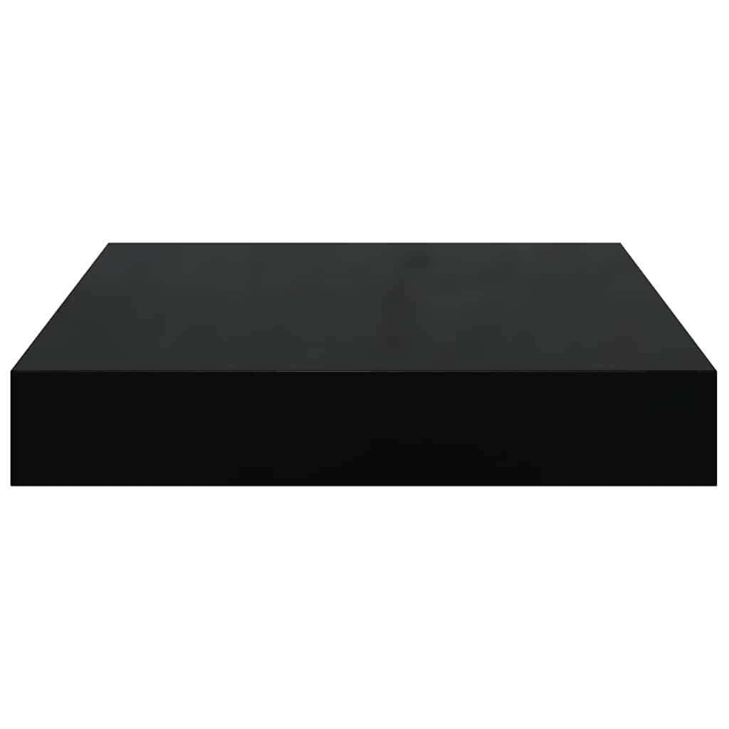 Plutajuće zidne police 2 kom sjajne crne 23 x 23,5 x 3,8 cm MDF