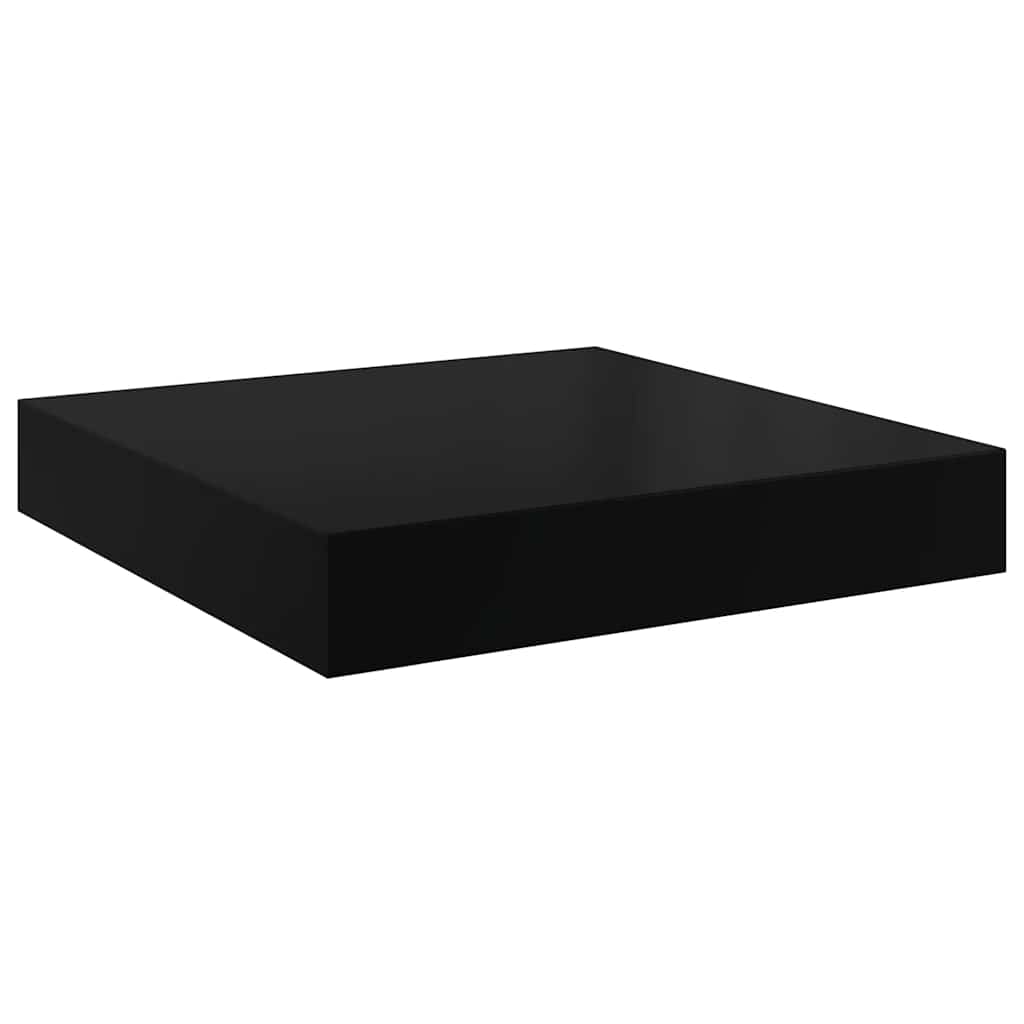 Plutajuće zidne police 2 kom sjajne crne 23 x 23,5 x 3,8 cm MDF