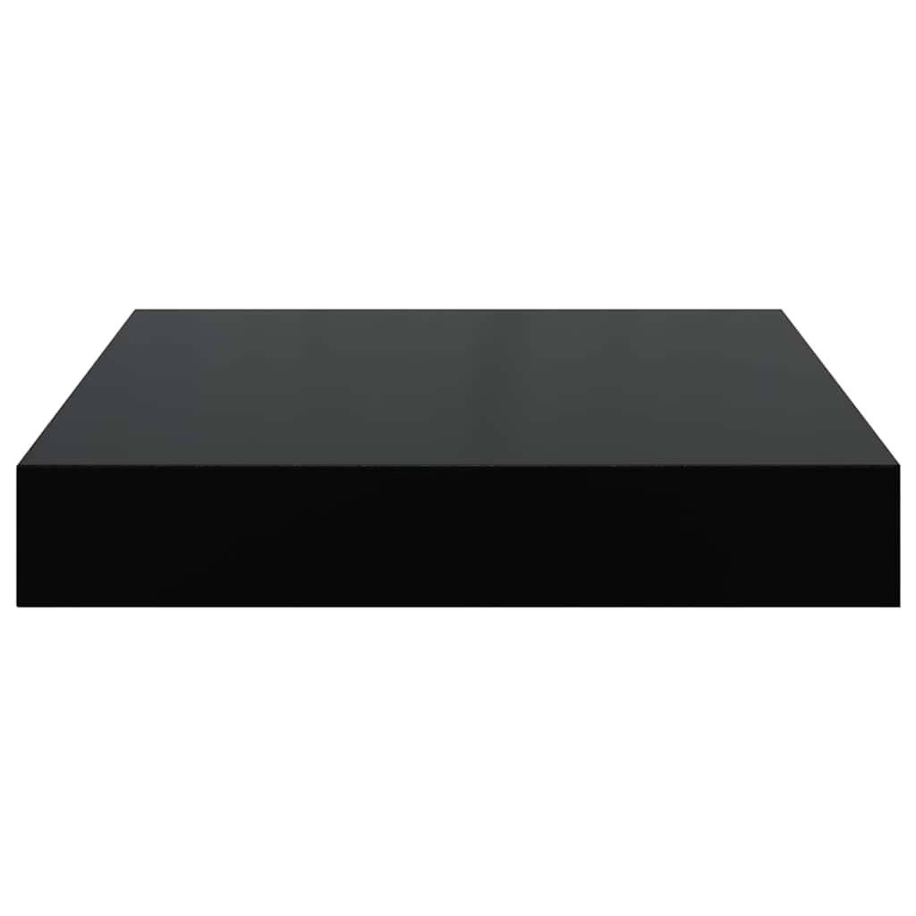Plutajuće zidne police 2 kom sjajne crne 23 x 23,5 x 3,8 cm MDF