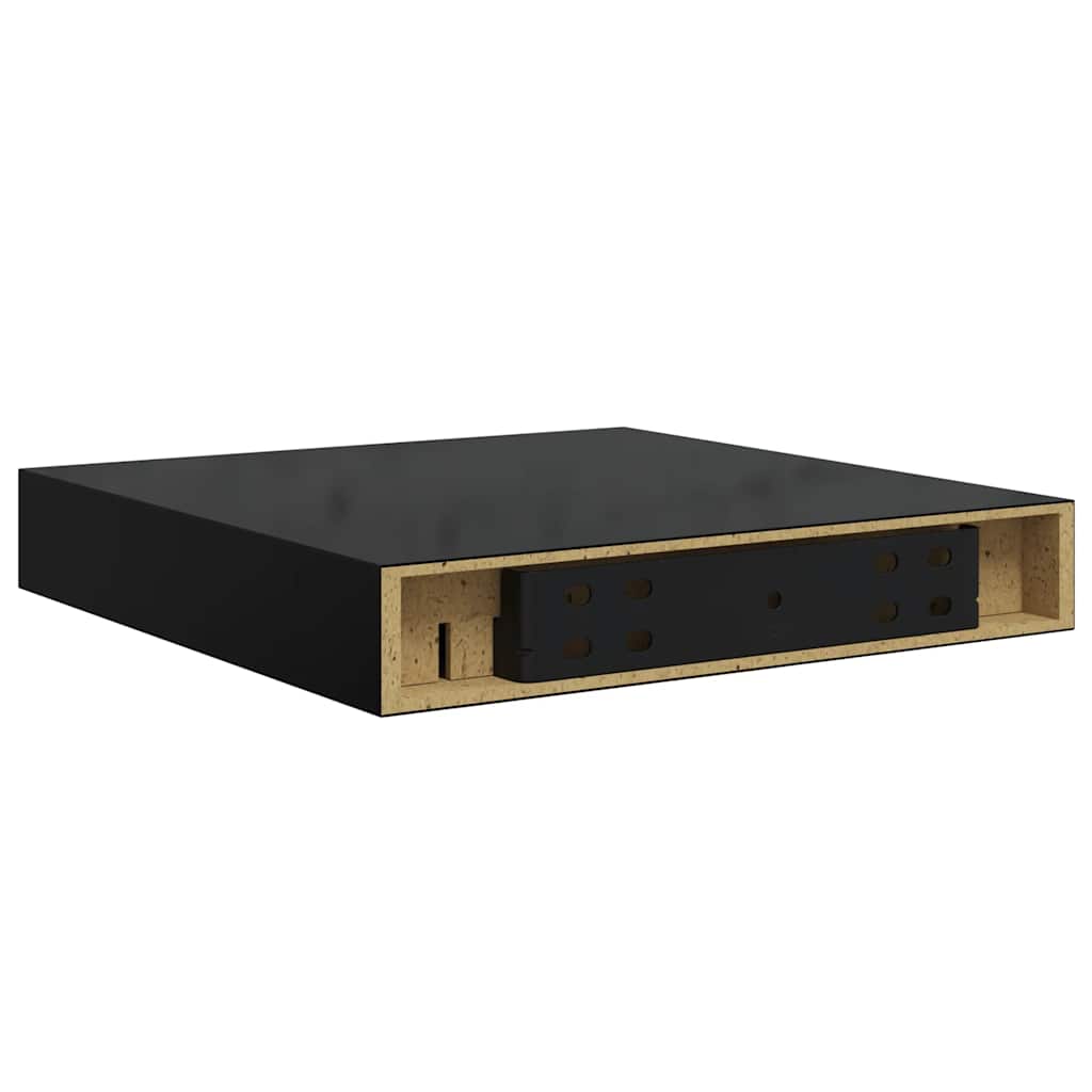 Plutajuće zidne police 2 kom sjajne crne 23 x 23,5 x 3,8 cm MDF