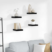 Plutajuće zidne police 4 kom sjajne crne 23 x 23,5 x 3,8 cm MDF