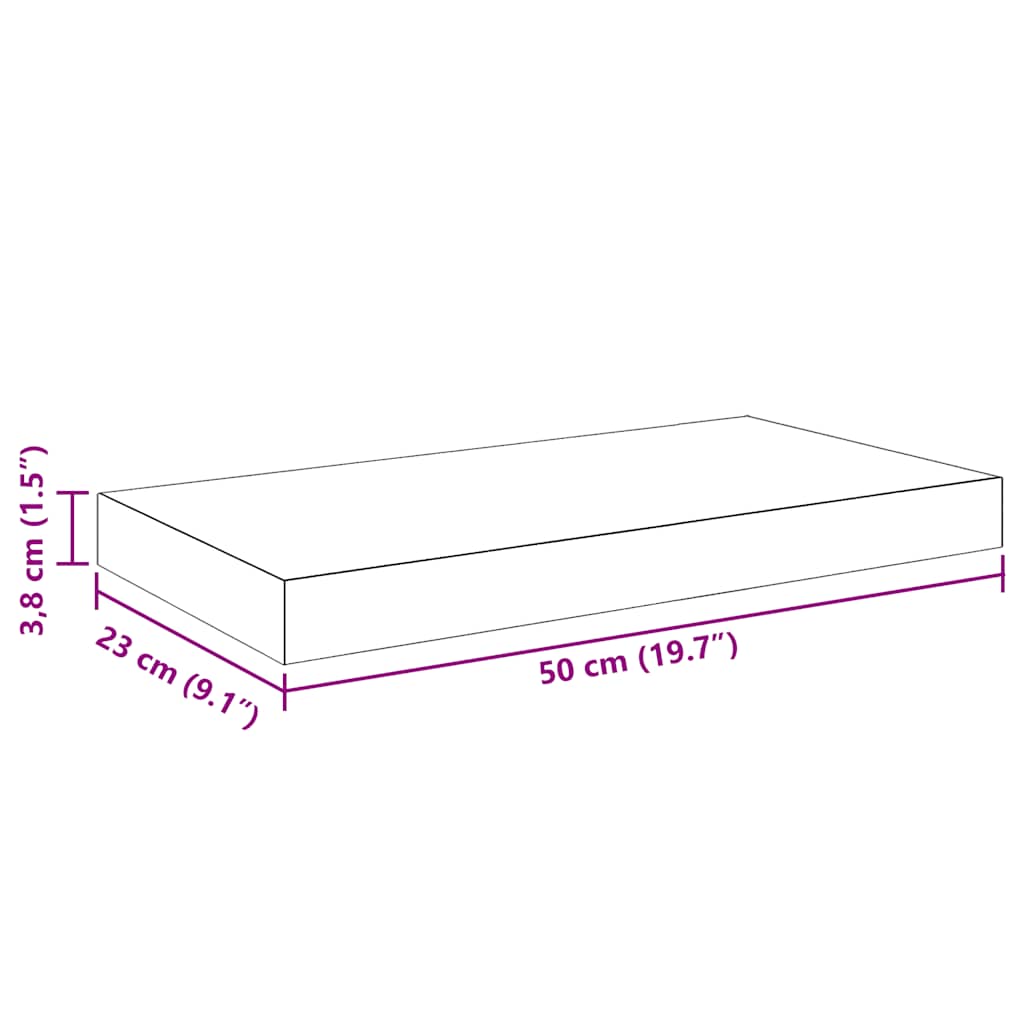 Plutajuće zidne police 2 kom sjajne crne 50 x 23 x 3,8 cm MDF