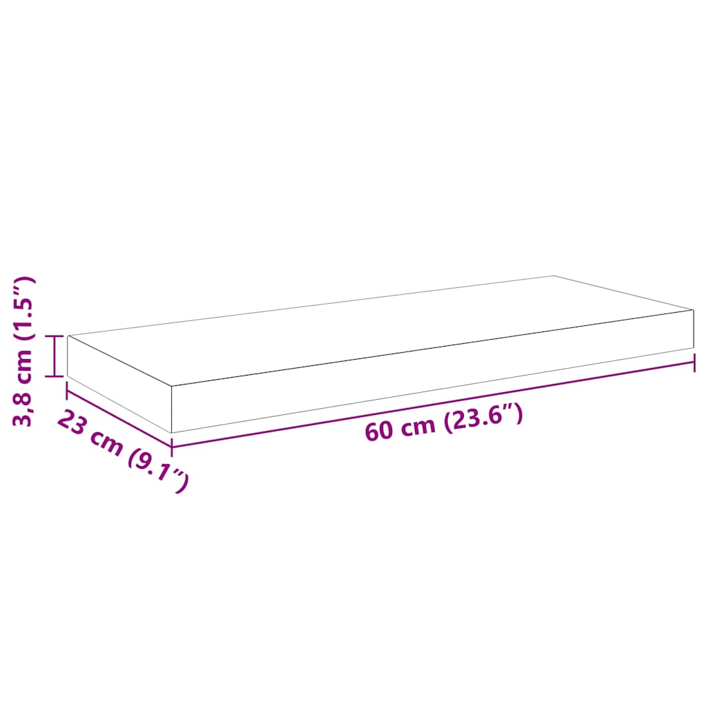 Plutajuće zidne police 4 kom sjajne crne 60 x 23,5 x 3,8 cm MDF