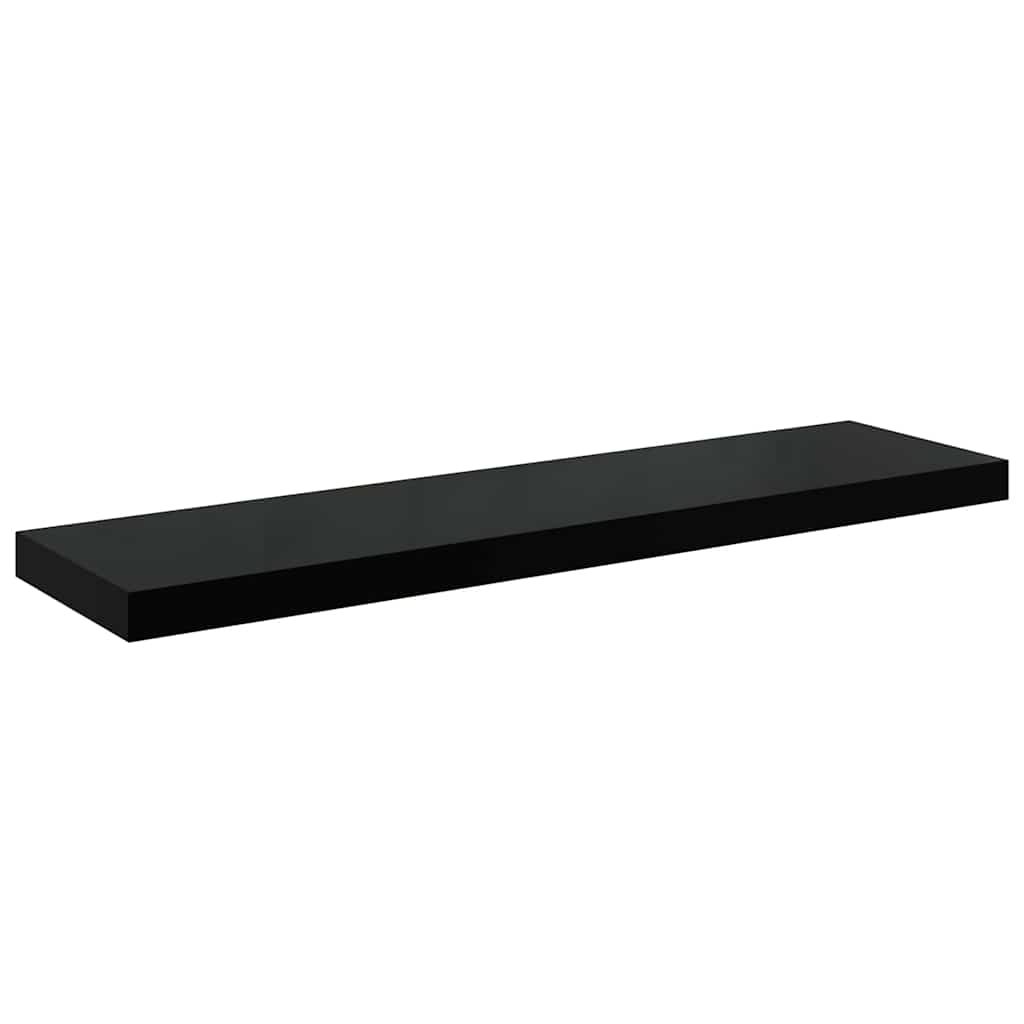 Plutajuća zidna polica visoki sjaj crna 90 x 23,5 x 3,8 cm MDF