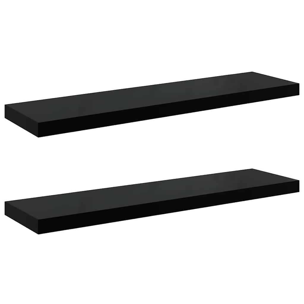Plutajuće zidne police 2 kom sjajne crne 90 x 23,5 x 3,8 cm MDF