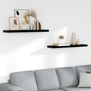 Plutajuće zidne police 2 kom sjajne crne 90 x 23,5 x 3,8 cm MDF