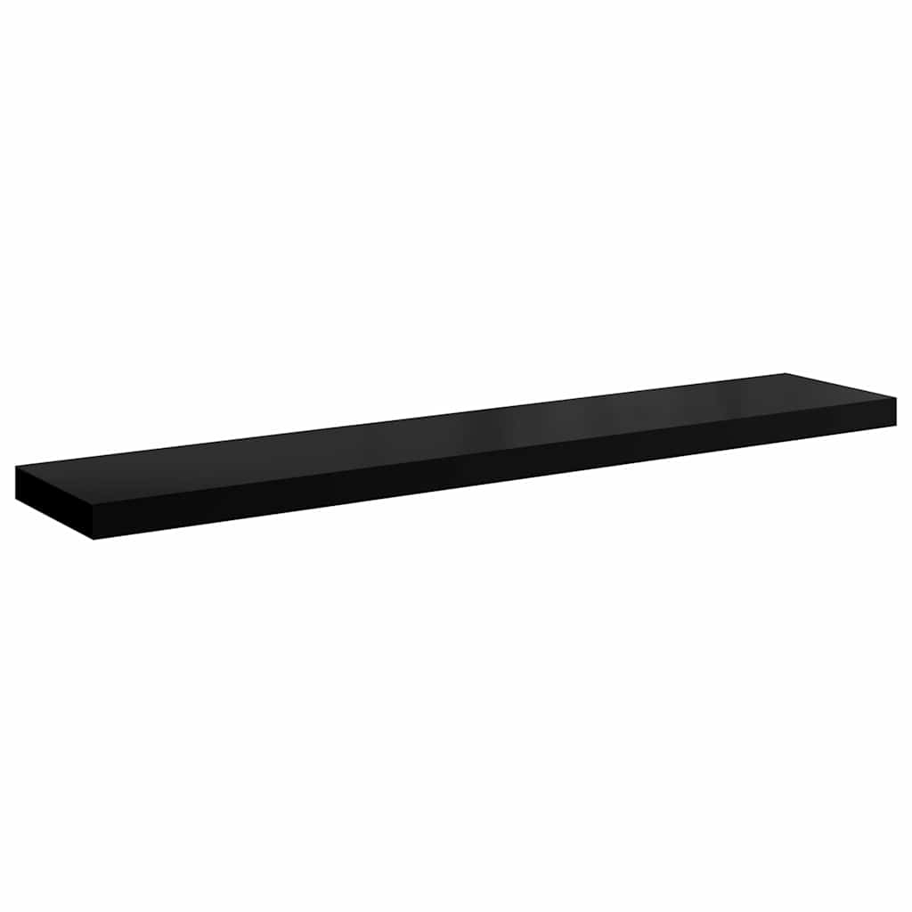 Plutajuće zidne police 2 kom sjajne crne 120x23,5x3,8 cm MDF