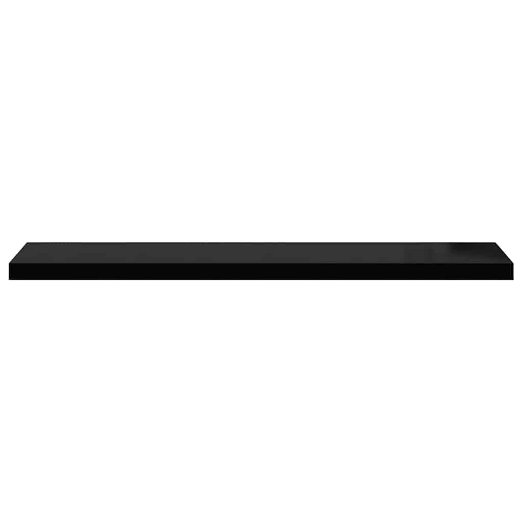 Plutajuće zidne police 2 kom sjajne crne 120x23,5x3,8 cm MDF