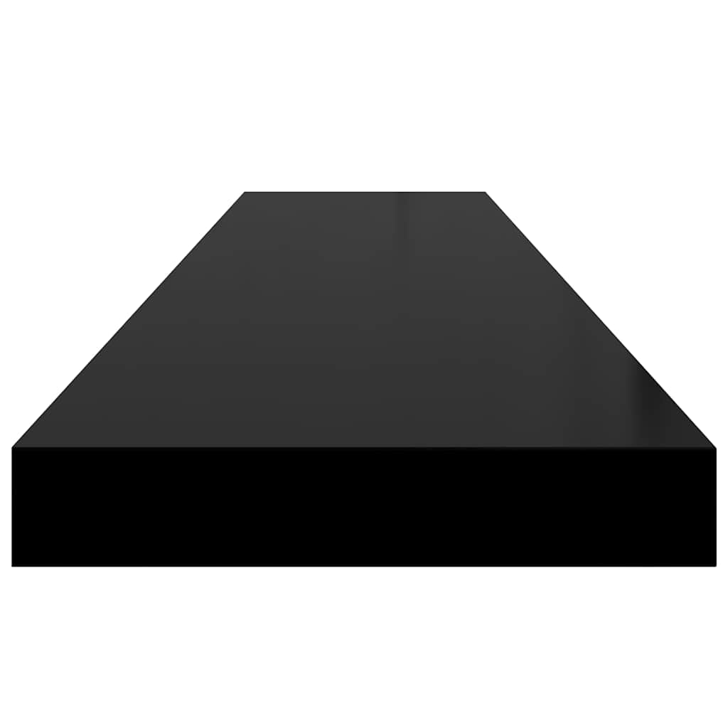 Plutajuće zidne police 2 kom sjajne crne 120x23,5x3,8 cm MDF