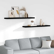 Plutajuće zidne police 2 kom sjajne crne 120x23,5x3,8 cm MDF
